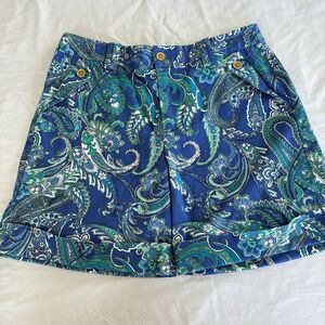 Lauren Ralph Lauren Paisley Long Shorts High Wasited Cuffed Size‎ 8 Cotton